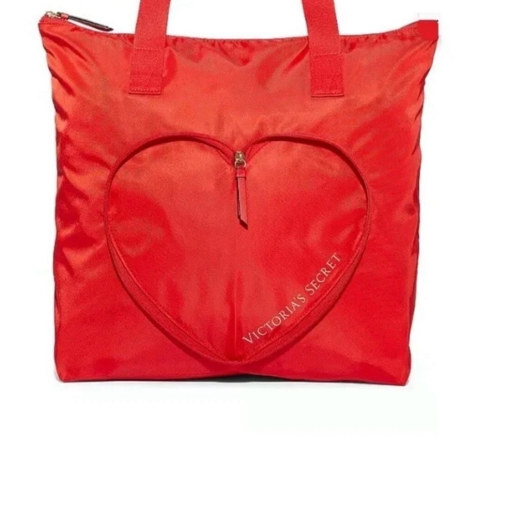 Victoria’s Secret Valentine's Day Red HEART Packable Tote Bag NWT
